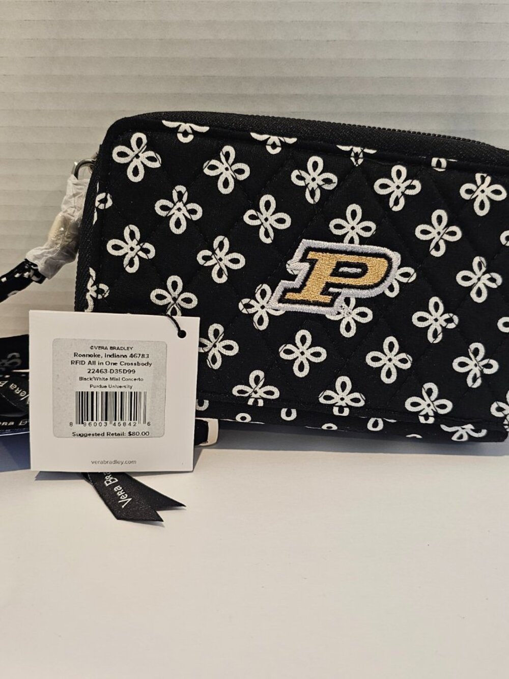NWT Vera Bradley RFID All in One Crossbody Mini Concerto Purdue Wristlet Wallet - Picture 9 of 13